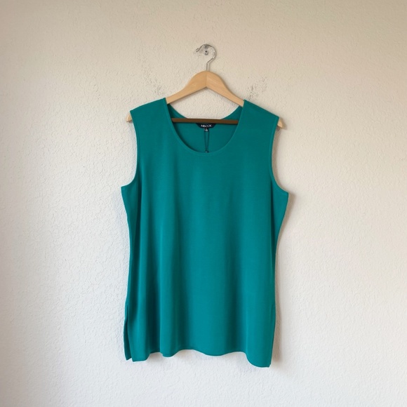 MISOOK S/L Side Slit Crew Neck Pullover Knit Tank Top NWT!!